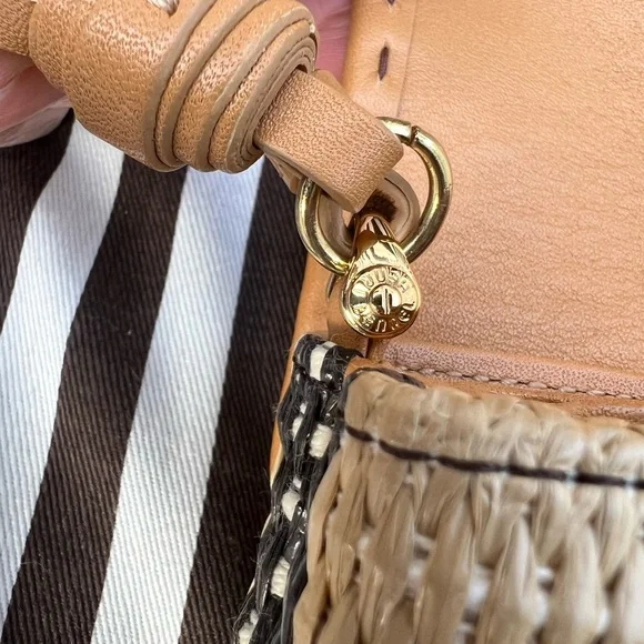 Henri Bendel Dark Brown and Tan Raffia Clutch/Wristlet - Picture 4 of 12